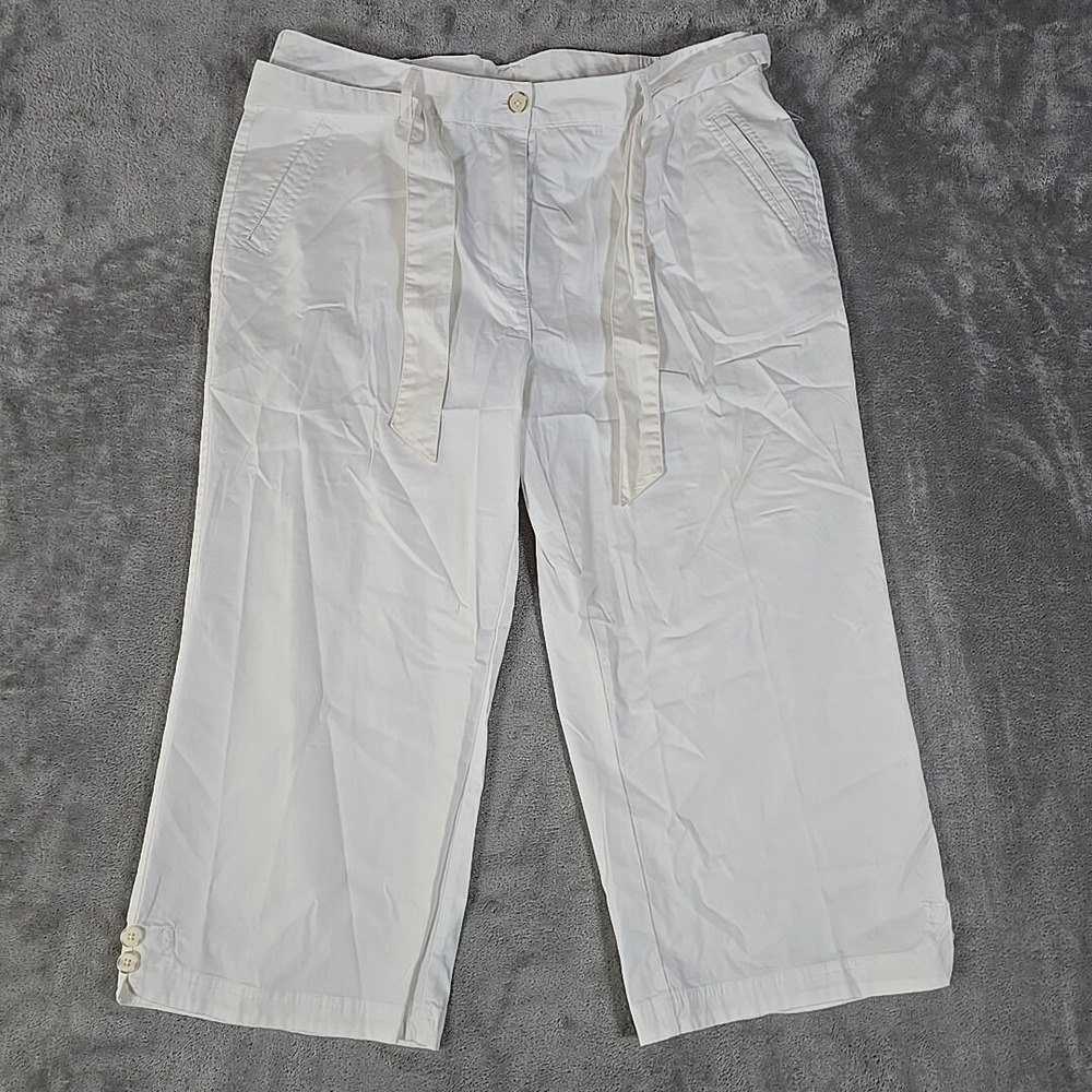 Covington Pants Cropped Womens‎ 14 White Casual Belted Capri Normcore